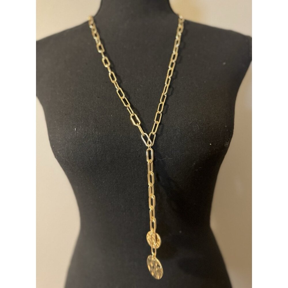 A New Day Gold Tone Long Rope Link Chain Statement Necklace NEW Adjustable